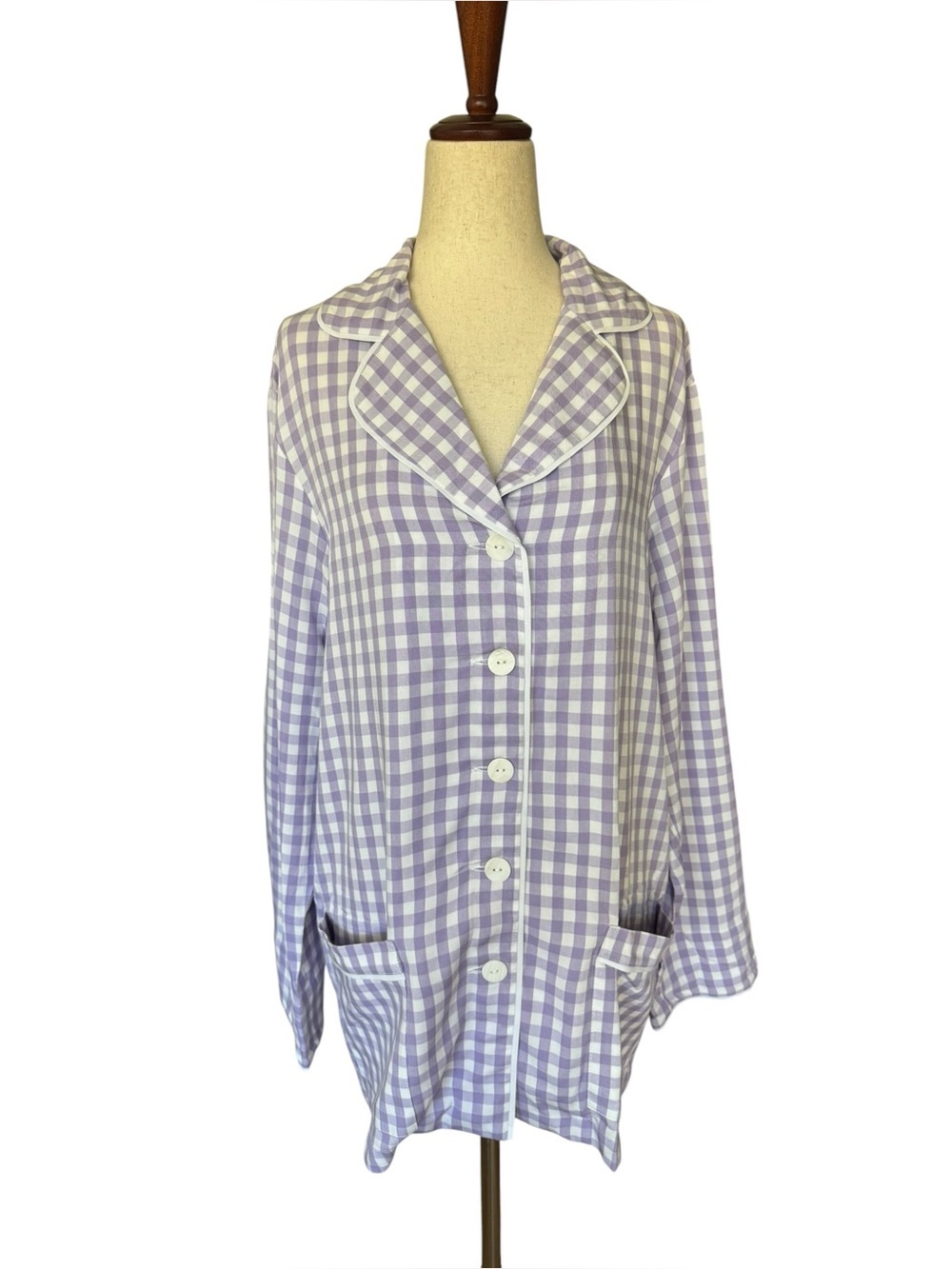Sleeper Lavender & White Gingham Sleep Shirt Small NWT